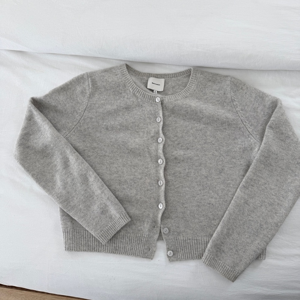 Reformation Grey Cashmere Button Cardigan Size M